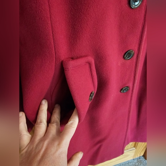 Land's End - pink raspberry wool cashmere coat, size 14 - Picture 2 of 8